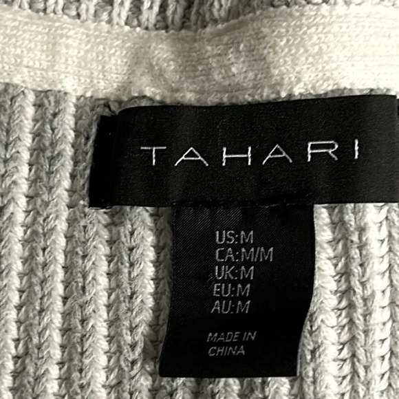 TAHARI grey open front cardigan,M. chunky knit , cottagecore,cabincore,office - Picture 7 of 14